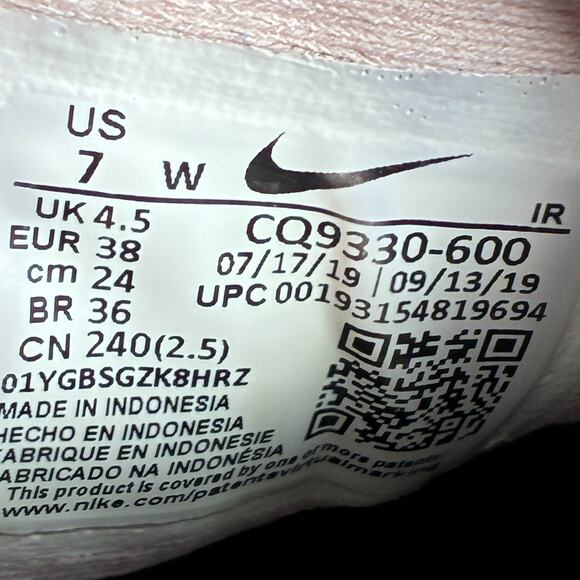 Nike Revolution 5 FlyEase Barely Rose Wraparound Zipper Running Shoe Womens Sz 7 - Picture 9 of 10